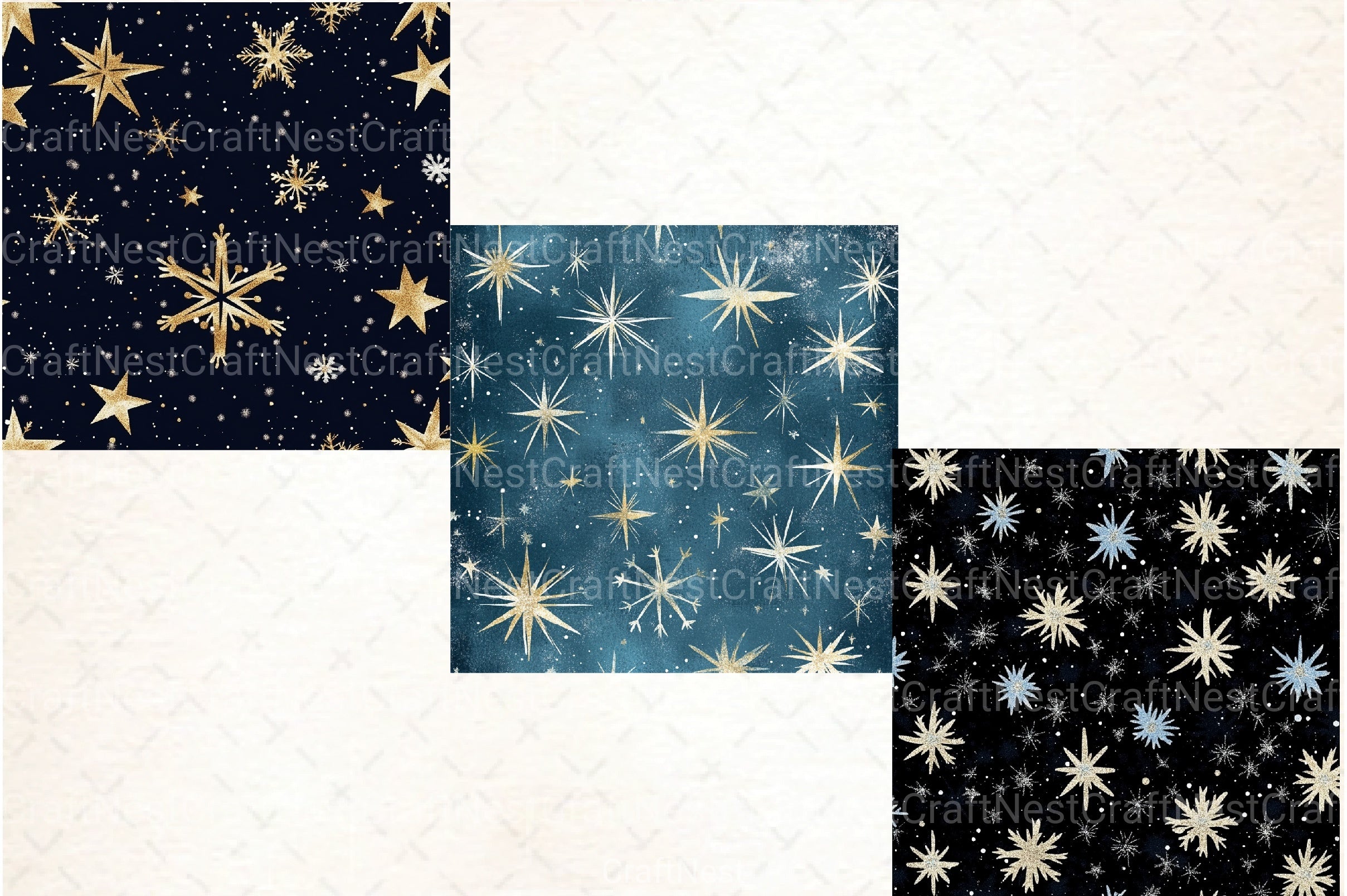 Stars & Snowflakes Winter Glitter Clipart Bundle - CraftNest - Digital Crafting and Art