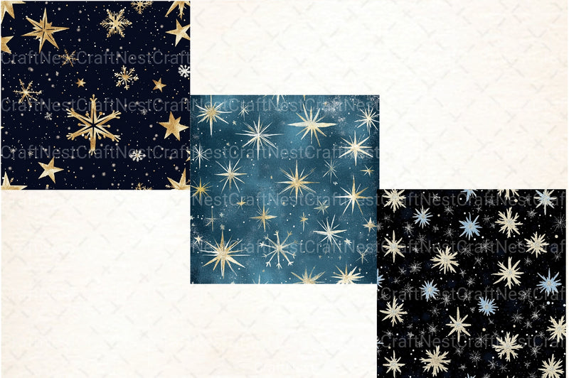 Stars & Snowflakes Winter Glitter Clipart Bundle - CraftNest - Digital Crafting and Art