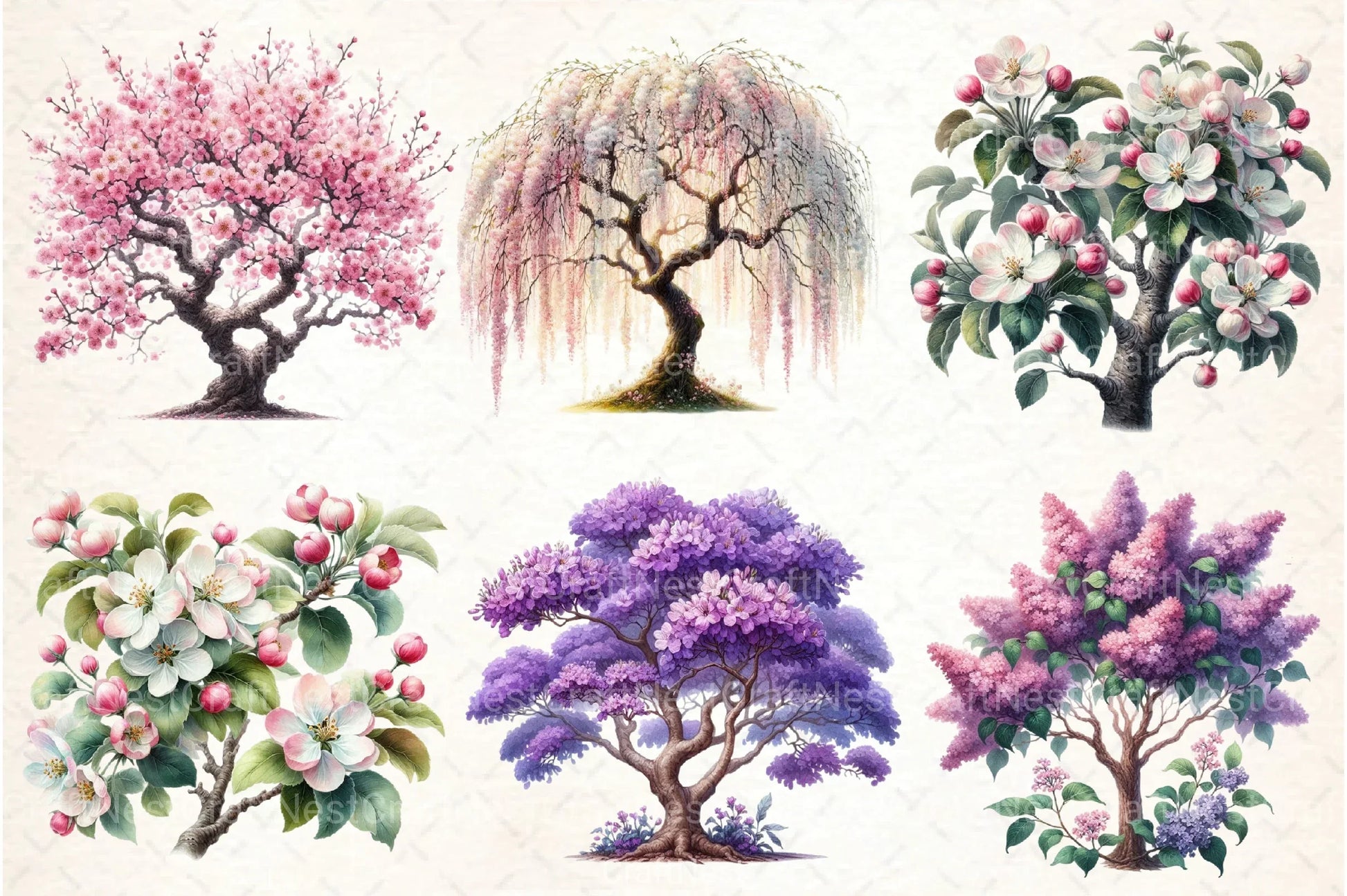 Spring Flower Tree Clipart Bundle 88 - CraftNest - Digital Crafting and Art