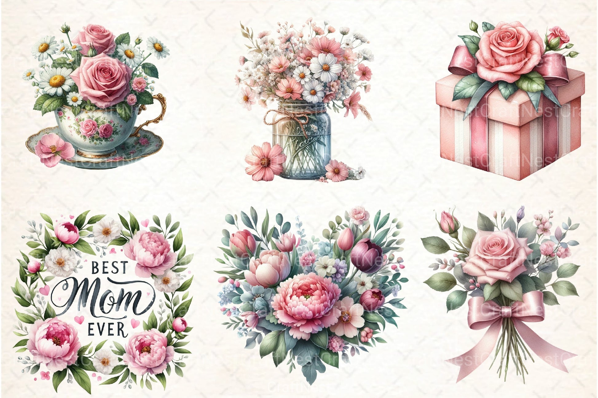 Floral Mother's Day Clipart Bundle 4 - CraftNest - Digital Crafting and Art
