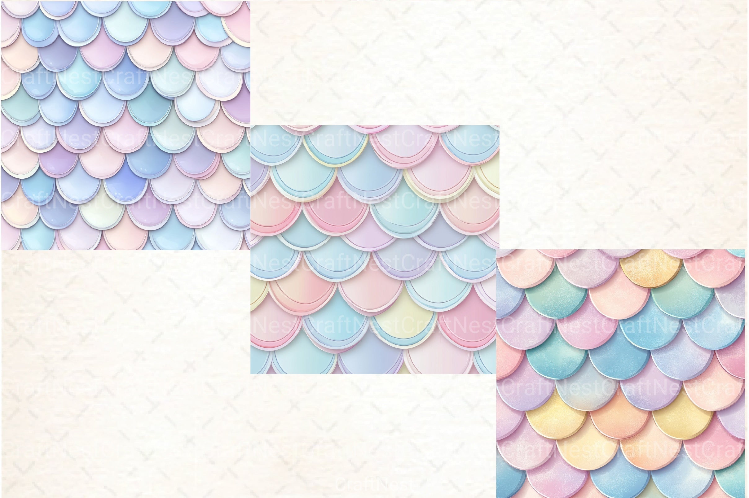 Seamless Pastel Mermaid Scales Pattern Digital Paper - CraftNest - Digital Crafting and Art