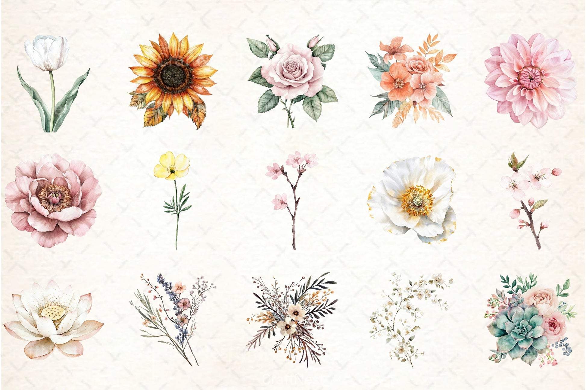 Boho Flowers Clipart Bundle 99 - CraftNest - Digital Crafting and Art