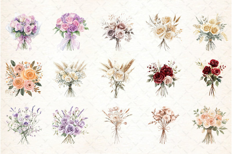 Boho Roses Clipart Bundle - CraftNest - Digital Crafting and Art