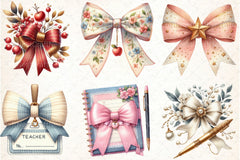 Teacher Bow Coquette Clipart Bundle - CraftNest - Digital Crafting and Art