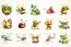 Cute Funny Cartoon Insects Clipart Bundle 2 - CraftNest - Digital Crafting and Art