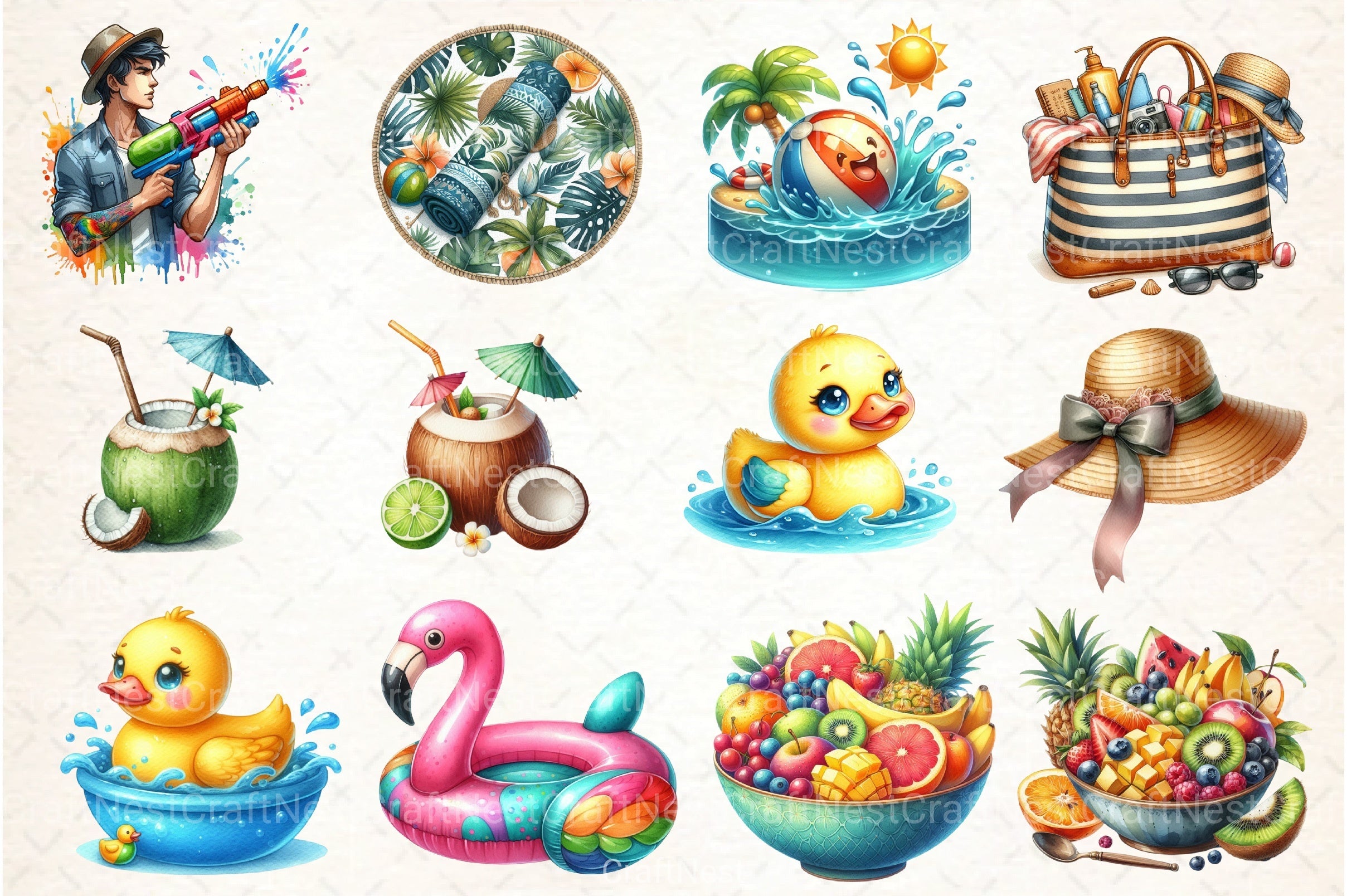 Pool Party Clipart Bundle 99 - CraftNest - Digital Crafting and Art