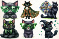 St. Patrick's Day Black Cats Clipart Bundle - CraftNest - Digital Crafting and Art