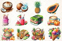 Summer Tropical Food Clipart Bundle 99 - CraftNest - Digital Crafting and Art