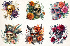 Halloween Skulls Florals Clipart Bundle - CraftNest - Digital Crafting and Art