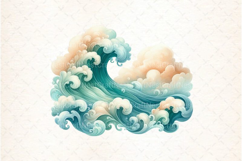 Vintage Ocean Waves Clipart Bundle 2 - CraftNest - Digital Crafting and Art
