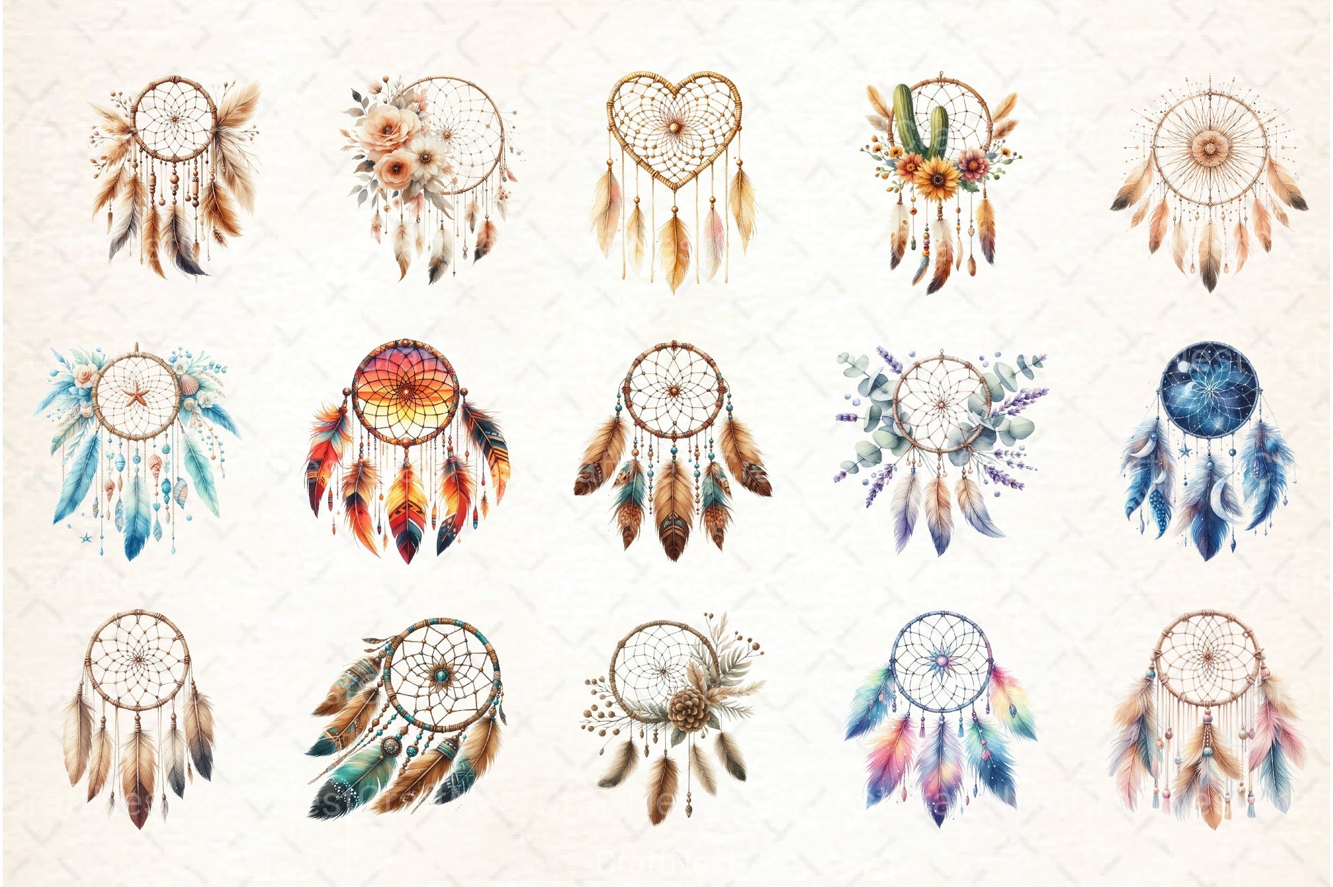 Dreamcatcher Boho Clipart Bundle - CraftNest - Digital Crafting and Art