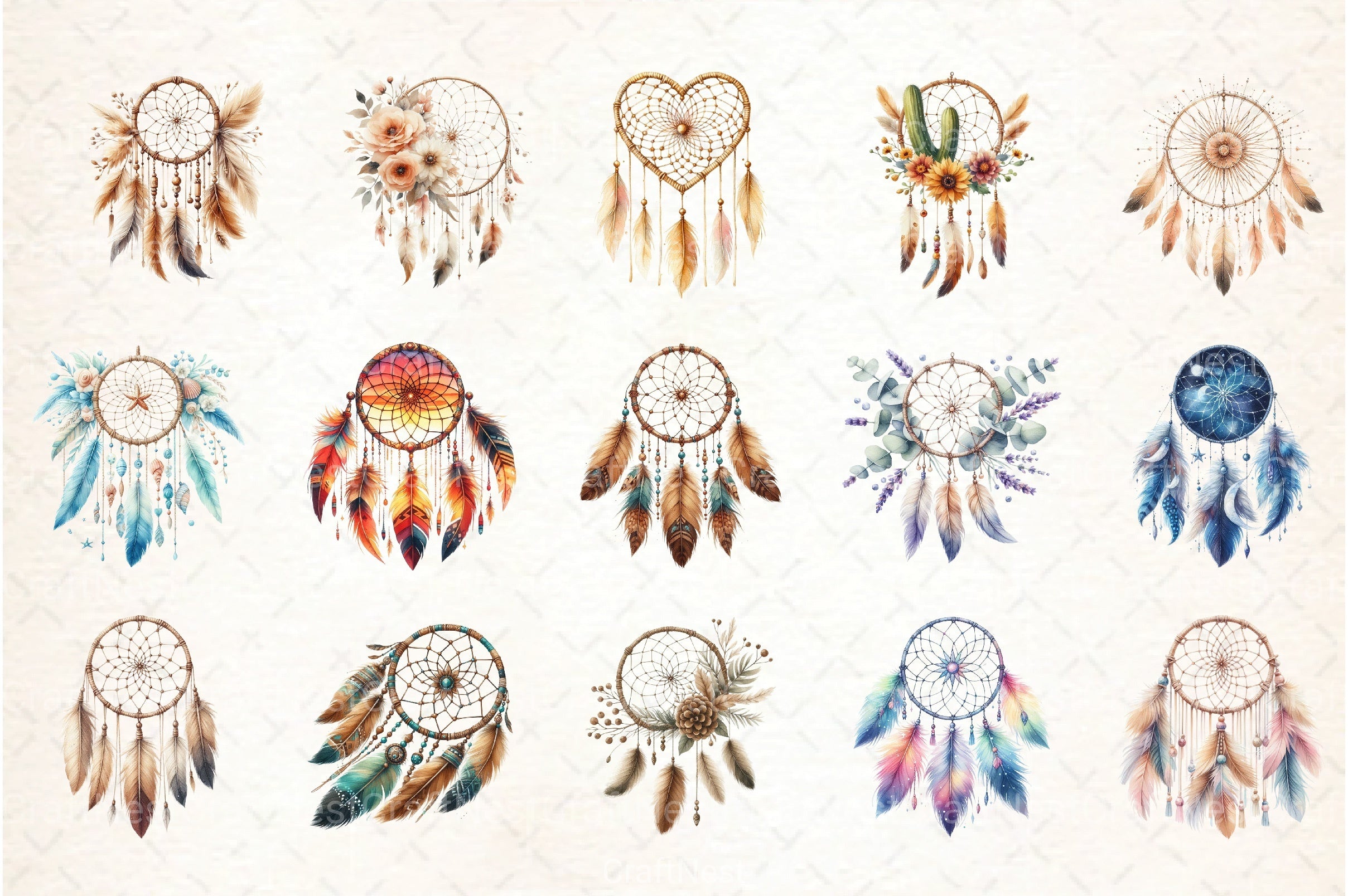 Dreamcatcher Boho Clipart Bundle - CraftNest - Digital Crafting and Art