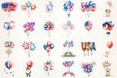 4th of July Balloon Clipart Bundle - CraftNest - Digital Crafting and Art