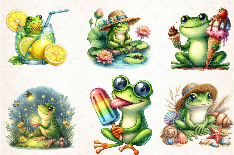 Frog Summer Clipart Bundle 1122 - CraftNest - Digital Crafting and Art