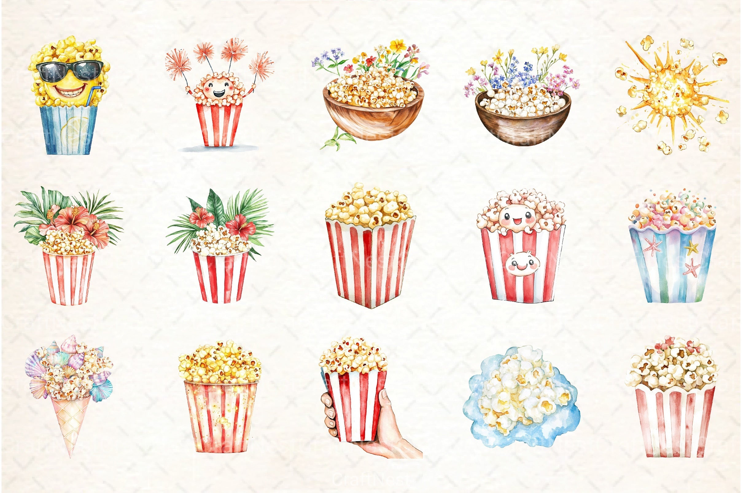 Summer Popcorn Clipart Bundle - CraftNest - Digital Crafting and Art