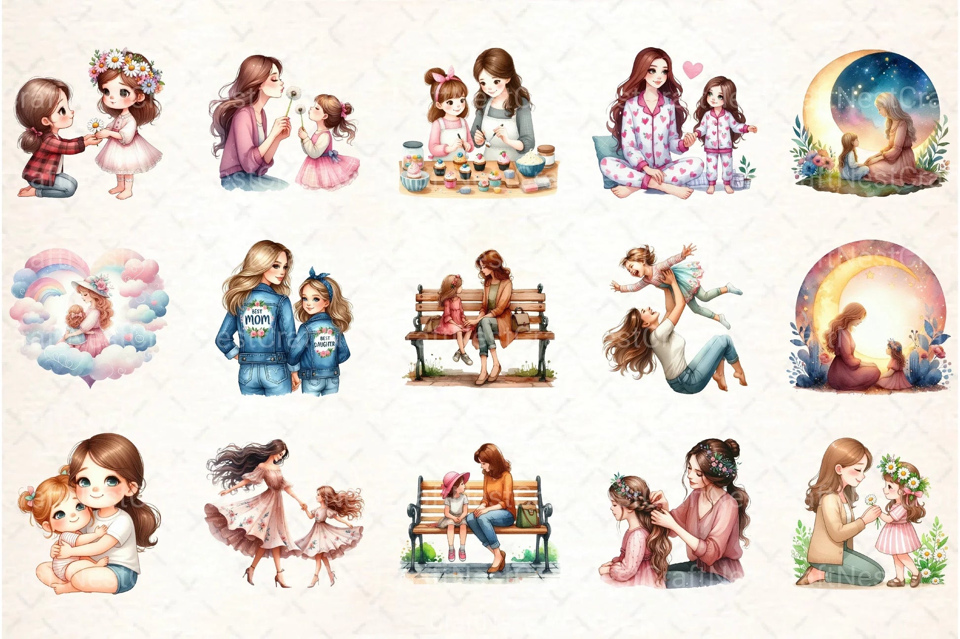 Mother's Day Girl Clipart Bundle 99 - CraftNest - Digital Crafting and Art