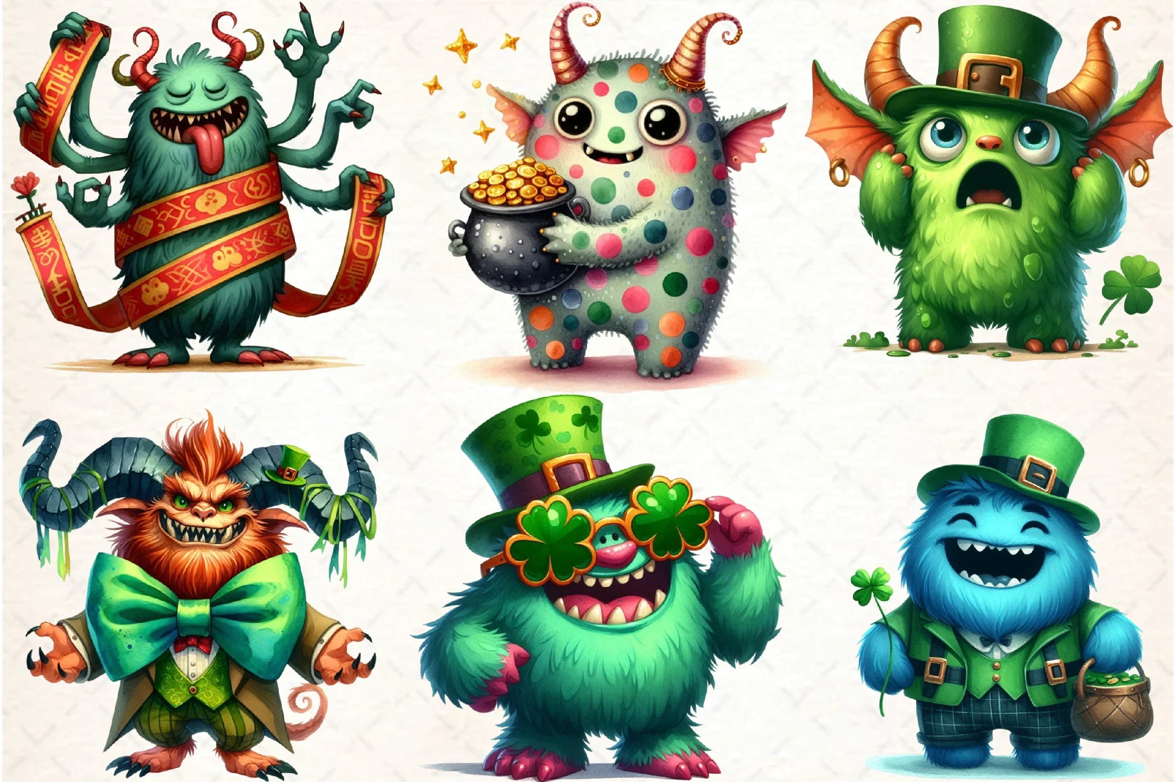 St. Patrick's Day Monsters Clipart Bundle - CraftNest - Digital Crafting and Art