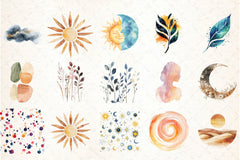 Boho Abstract Clipart Bundle Set - CraftNest - Digital Crafting and Art