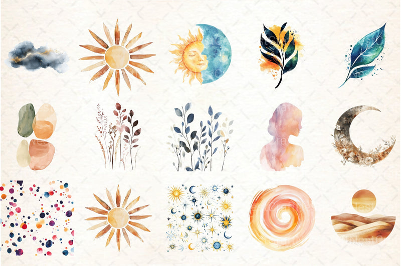 Boho Abstract Clipart Bundle Set - CraftNest - Digital Crafting and Art
