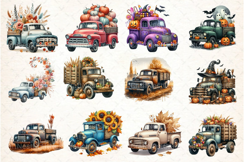 Vintage Fall Truck Clipart Bundle - CraftNest - Digital Crafting and Art
