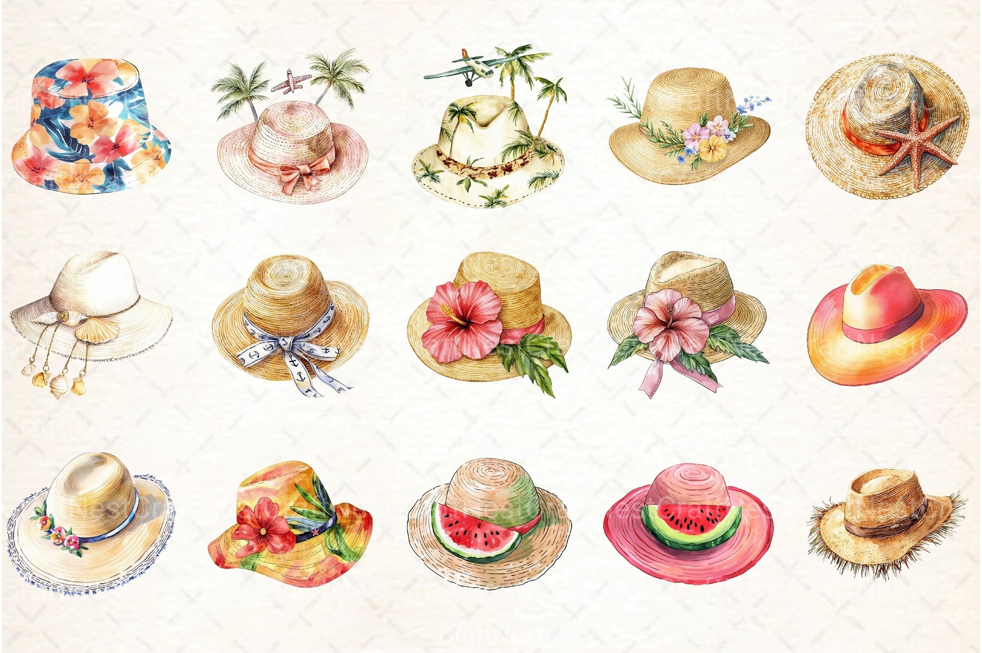 Summer Hat Clipart Bundle - CraftNest - Digital Crafting and Art