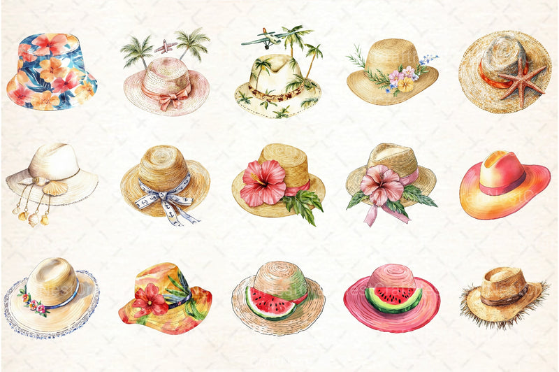 Summer Hat Clipart Bundle - CraftNest - Digital Crafting and Art