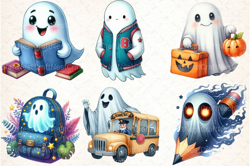 Ghost School Clipart Bundle - CraftNest - Digital Crafting and Art