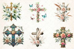Cross Religious Floral Clipart Bundle 1 - CraftNest - Digital Crafting and Art
