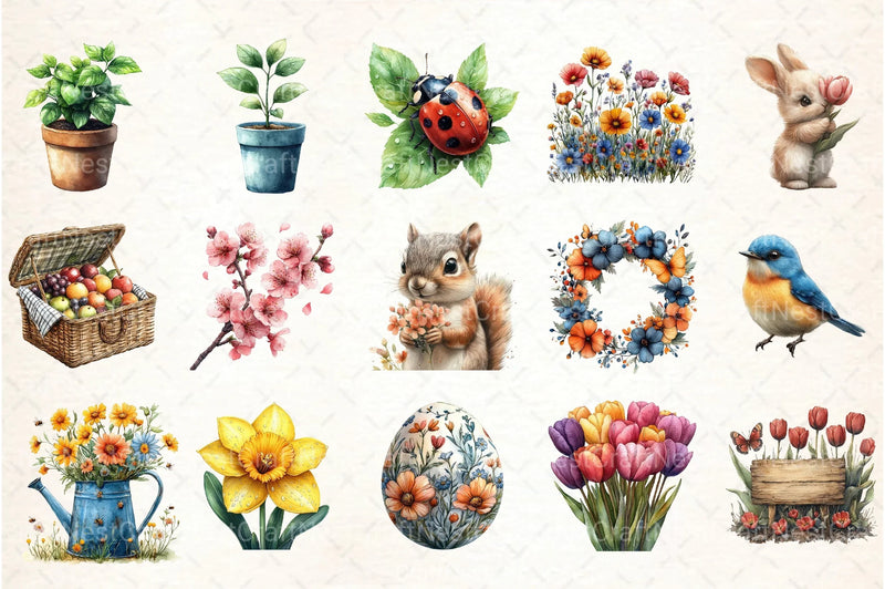 Happy Spring Clipart Bundle 6 - CraftNest - Digital Crafting and Art