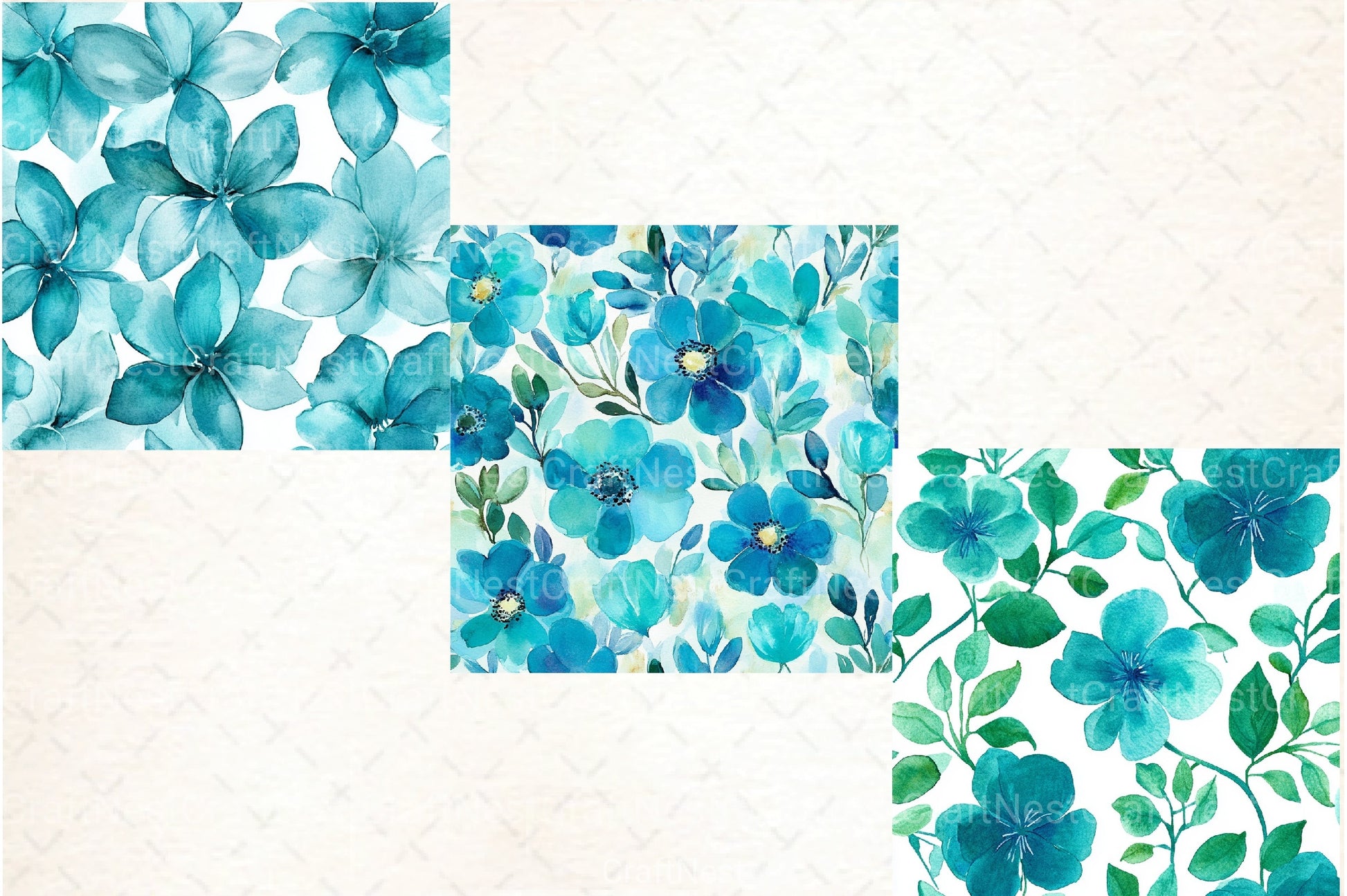 Navy Blue Yellow Cottage Flowers Pattern Clipart Bundle - CraftNest - Digital Crafting and Art