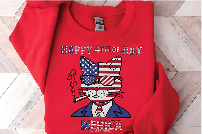 Happy 4th July American Cat Clipart Bundle - CraftNest - Digital Crafting and Art