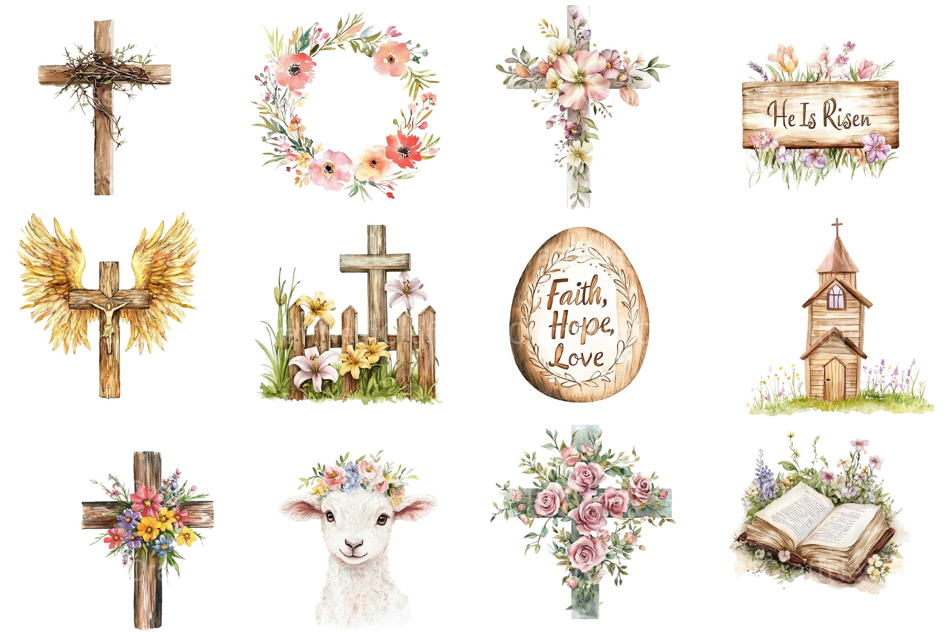 Christian Rustic Easter Clipart Bundle - CraftNest - Digital Crafting and Art