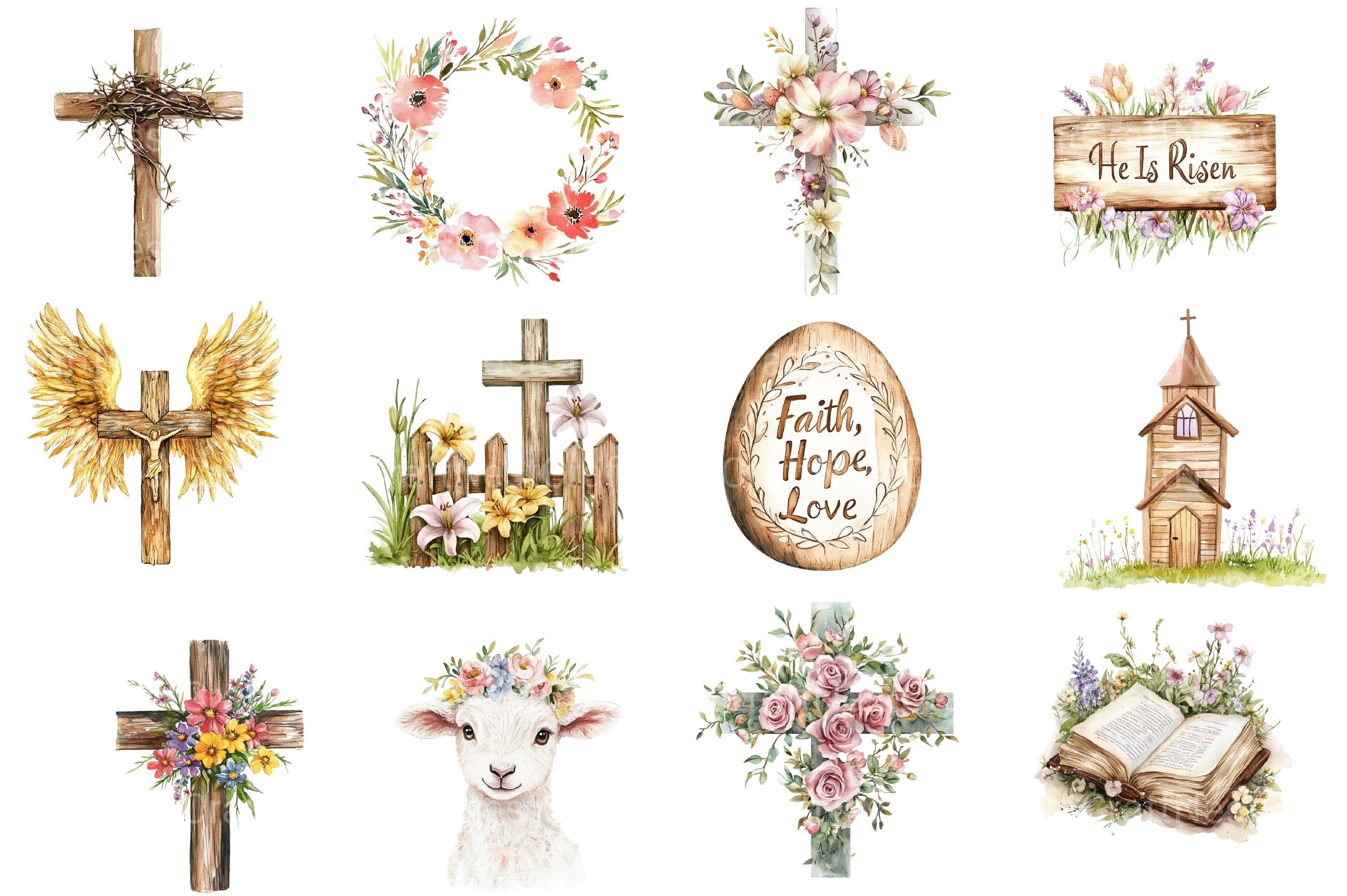 Christian Rustic Easter Clipart Bundle - CraftNest - Digital Crafting and Art
