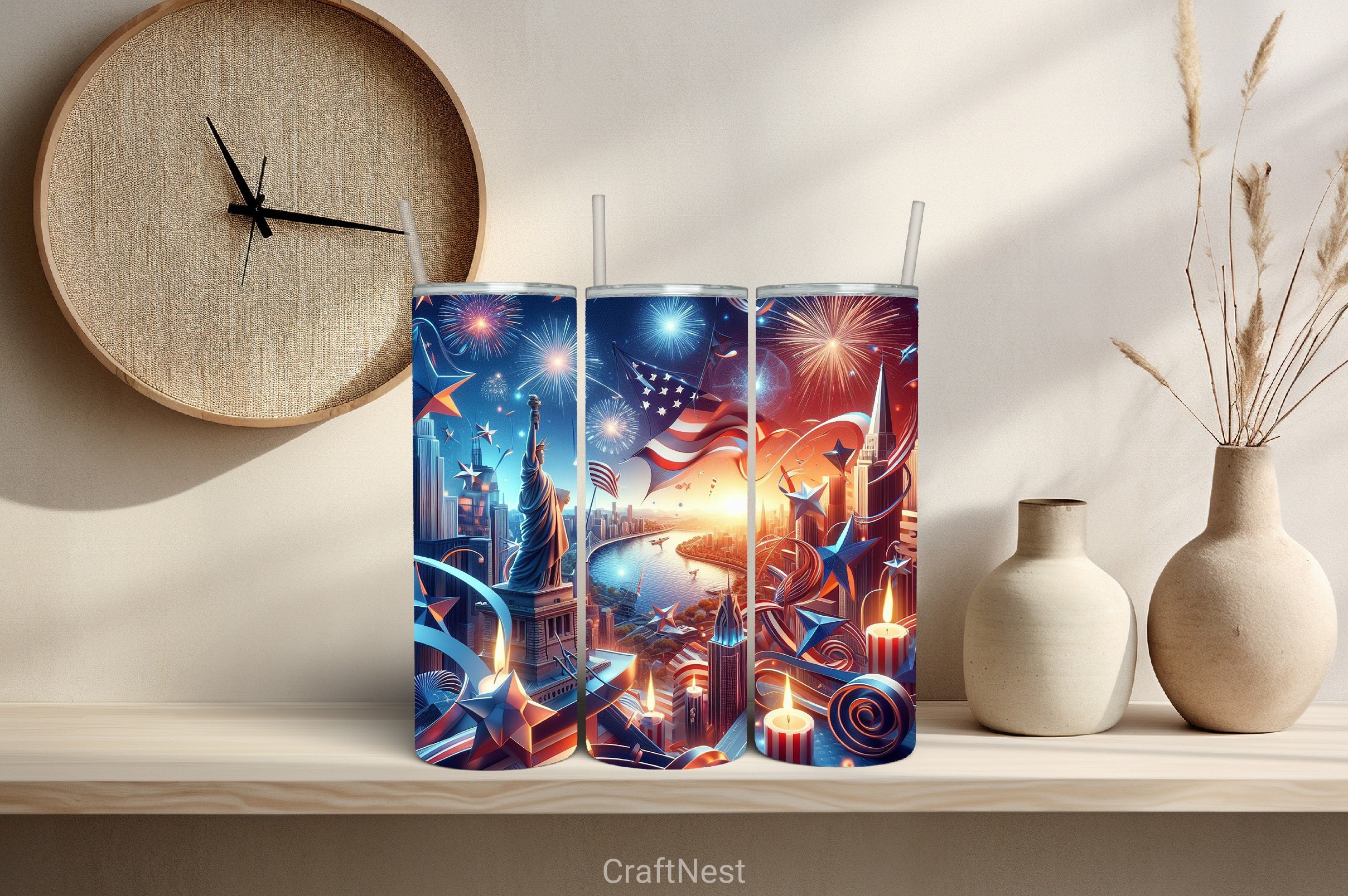 4th of July Tumbler Wrap Bundle 145 - CraftNest - Digital Crafting and Art