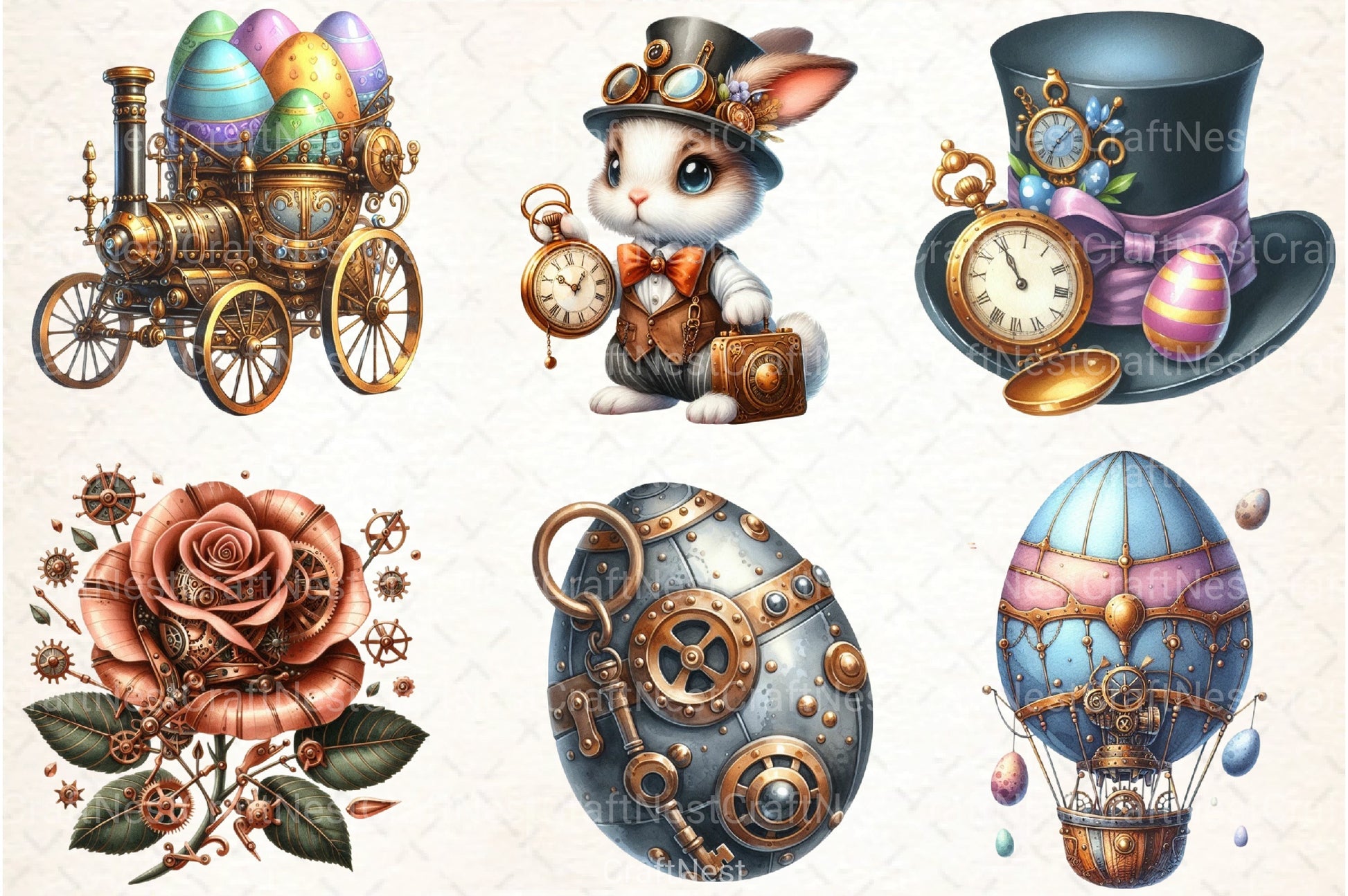 Steampunk Easter Clipart Bundle 99 - CraftNest - Digital Crafting and Art