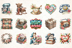 Retro Mother's Day Clipart Bundle 2 - CraftNest - Digital Crafting and Art