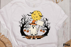 Ghost Clipart Bundle with Witch Hat and Full Moon - CraftNest - Digital Crafting and Art