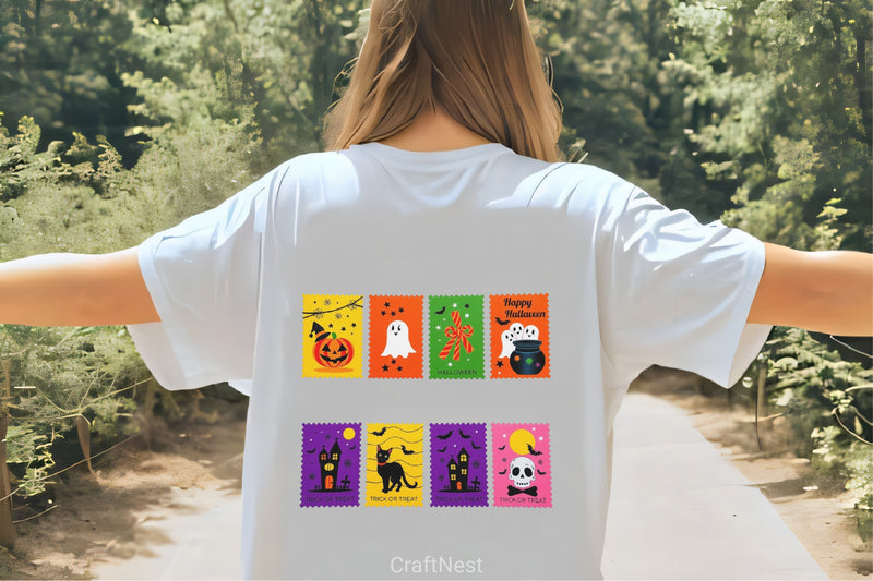 Halloween Icons Postage Stamps Clipart Bundle - CraftNest - Digital Crafting and Art