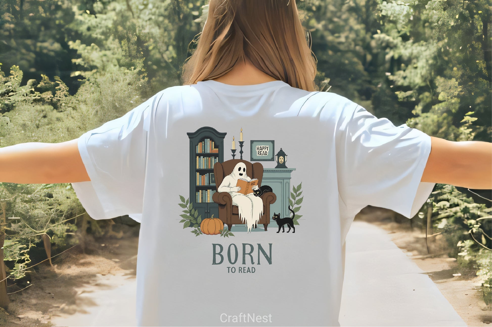 Ghost Reading with Cats & Pumpkin Clipart Bundle - CraftNest - Digital Crafting and Art