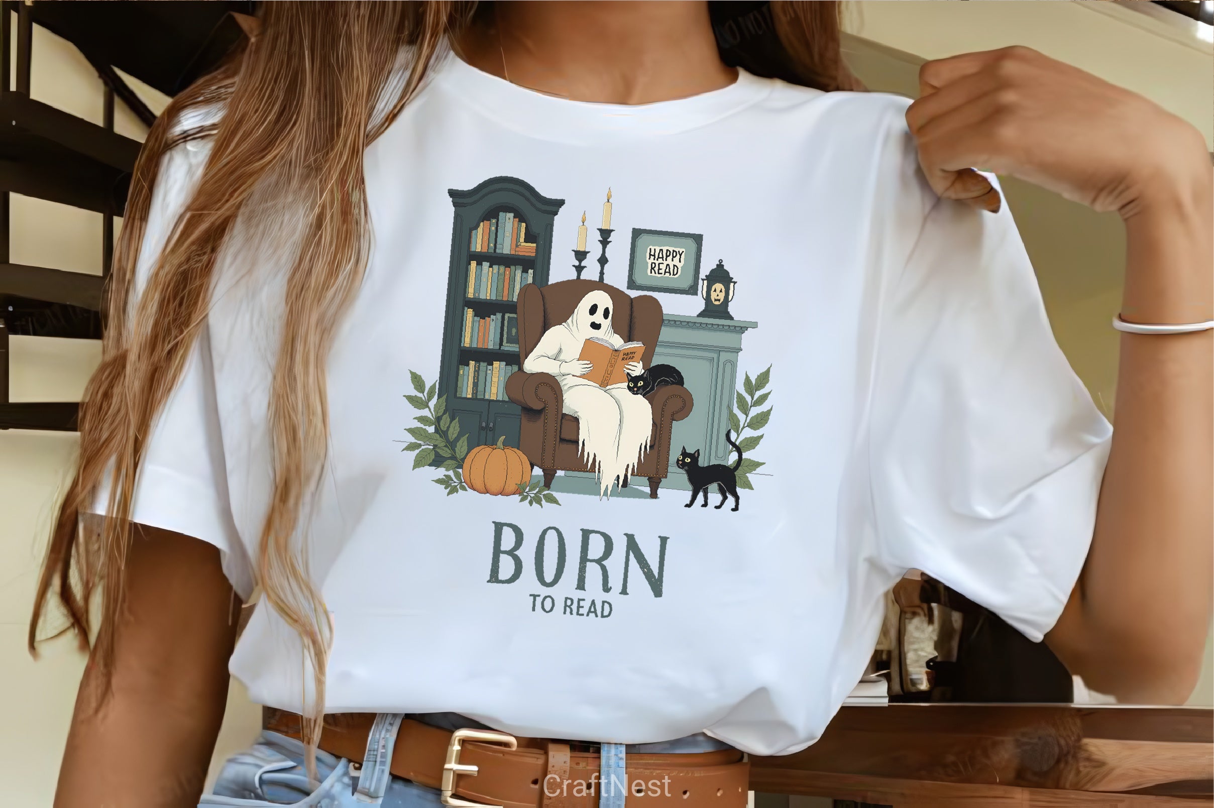 Ghost Reading with Cats & Pumpkin Clipart Bundle - CraftNest - Digital Crafting and Art