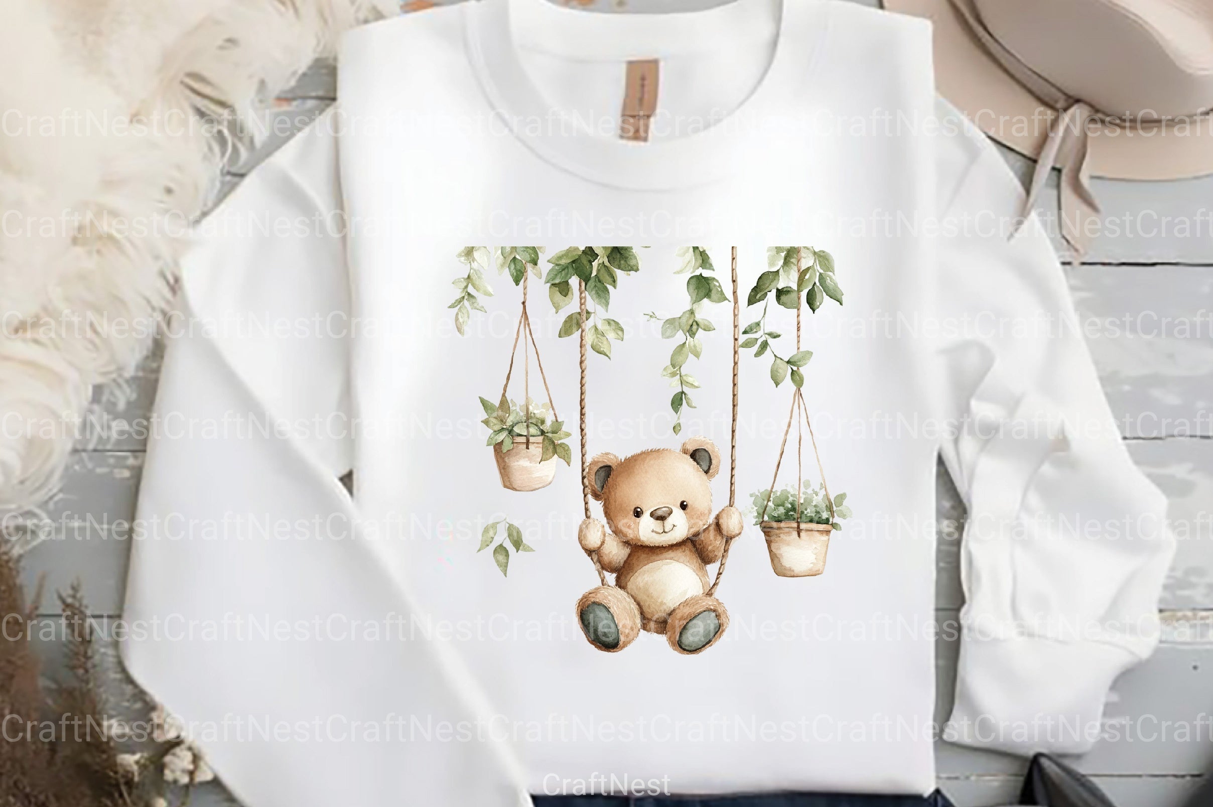 Nursery Teddy Bear Boho Clipart Bundle 4 - CraftNest - Digital Crafting and Art