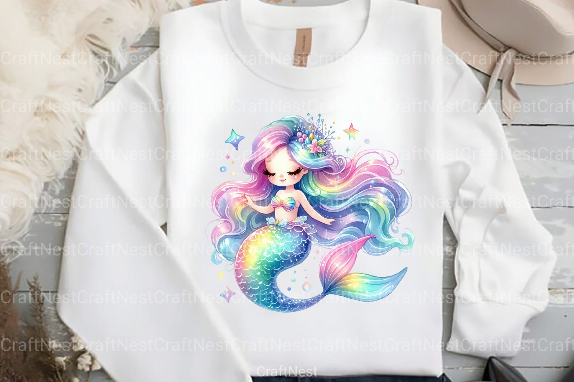 Cute Mermaid Clipart Bundle 5 - CraftNest - Digital Crafting and Art