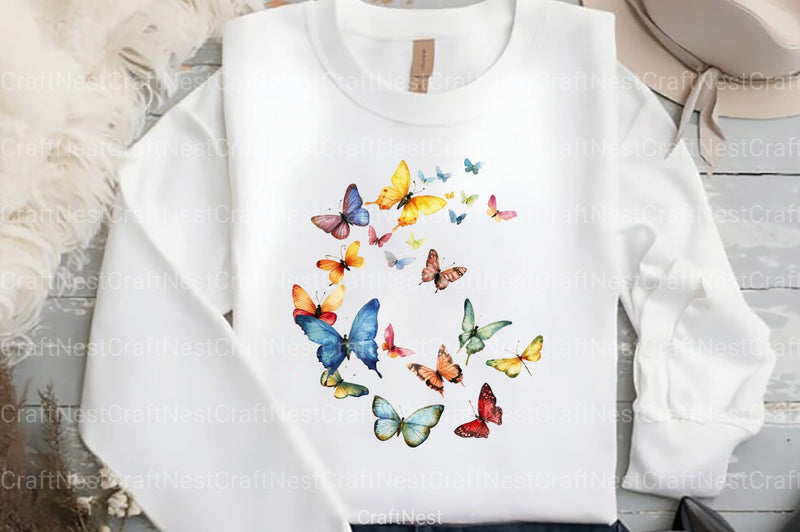 Cute Summer Butterfly & Flowers Clipart Bundle 98 - CraftNest - Digital Crafting and Art