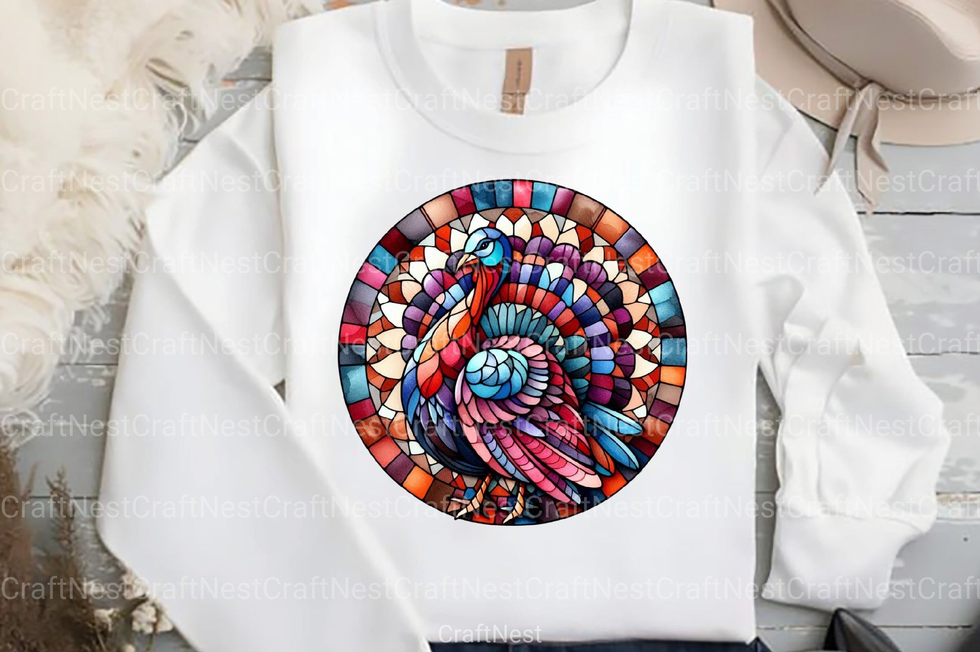 Round Turkey Stained Glass Clipart Bundle - CraftNest - Digital Crafting and Art