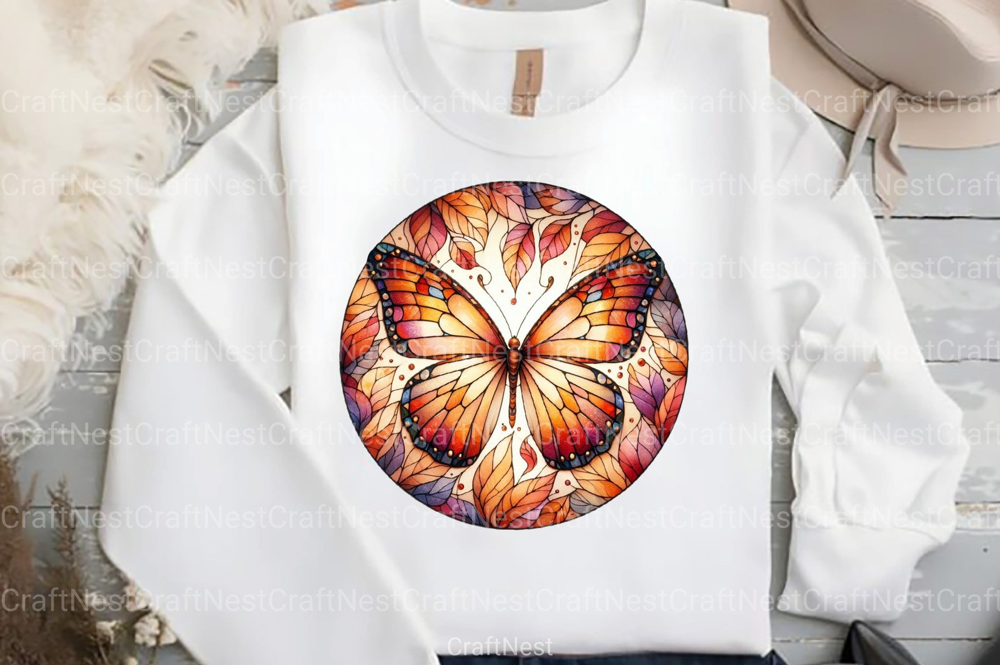 Round Butterfly Stained Glass Clipart Bundle - CraftNest - Digital Crafting and Art