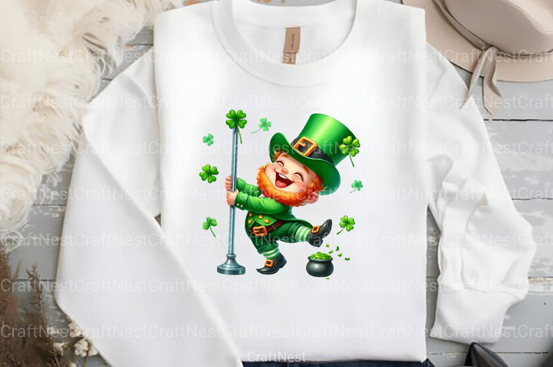 Green Leprechaun Dancing Pole Clipart Bundle - CraftNest - Digital Crafting and Art