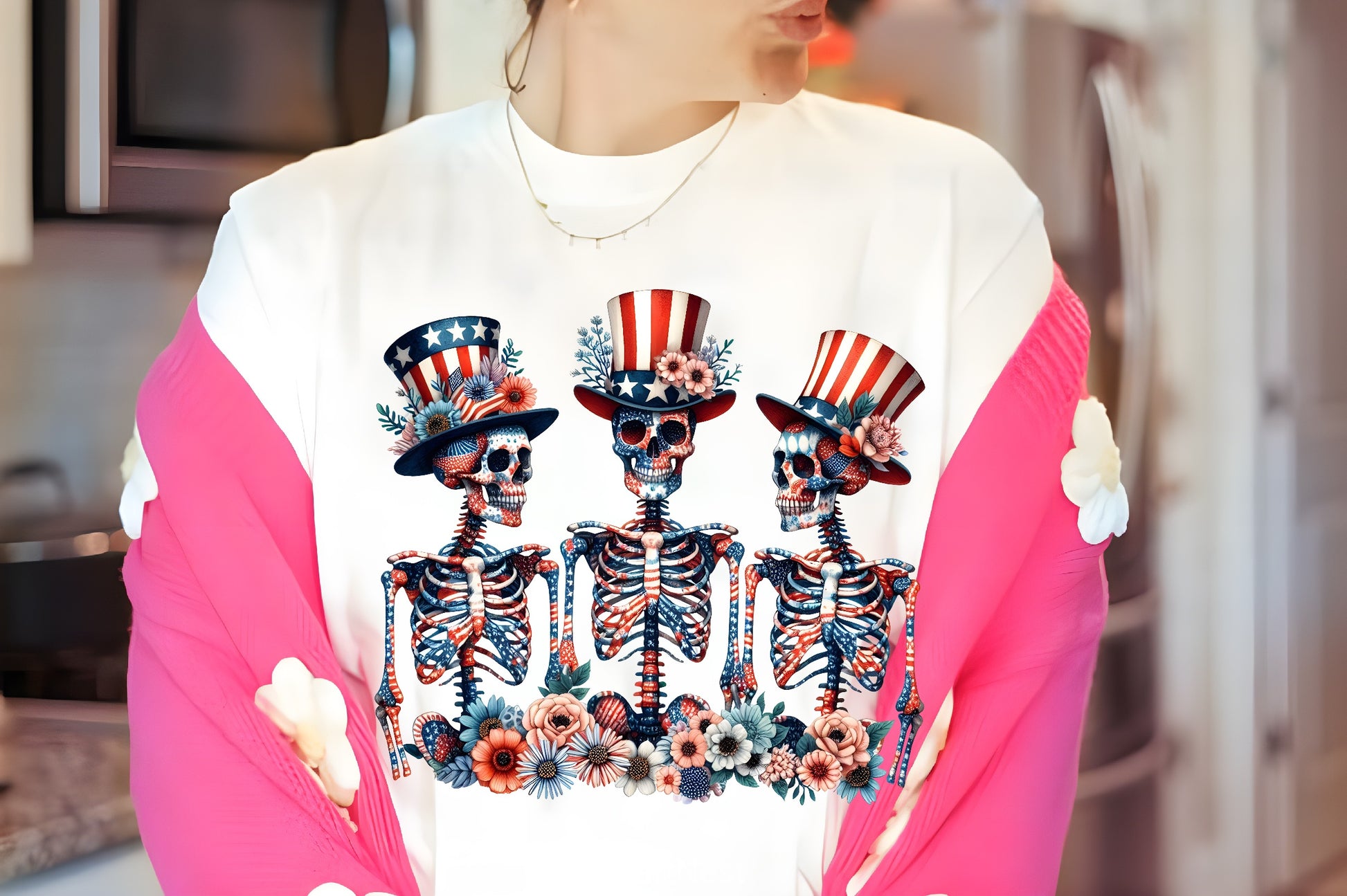 4th of July Skeleton Floral Clipart Bundle 3 - CraftNest - Digital Crafting and Art