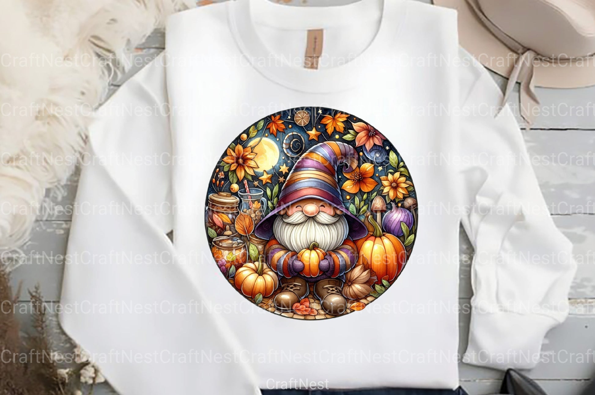 Round Fall Gnome Stained Glass Clipart Bundle - CraftNest - Digital Crafting and Art