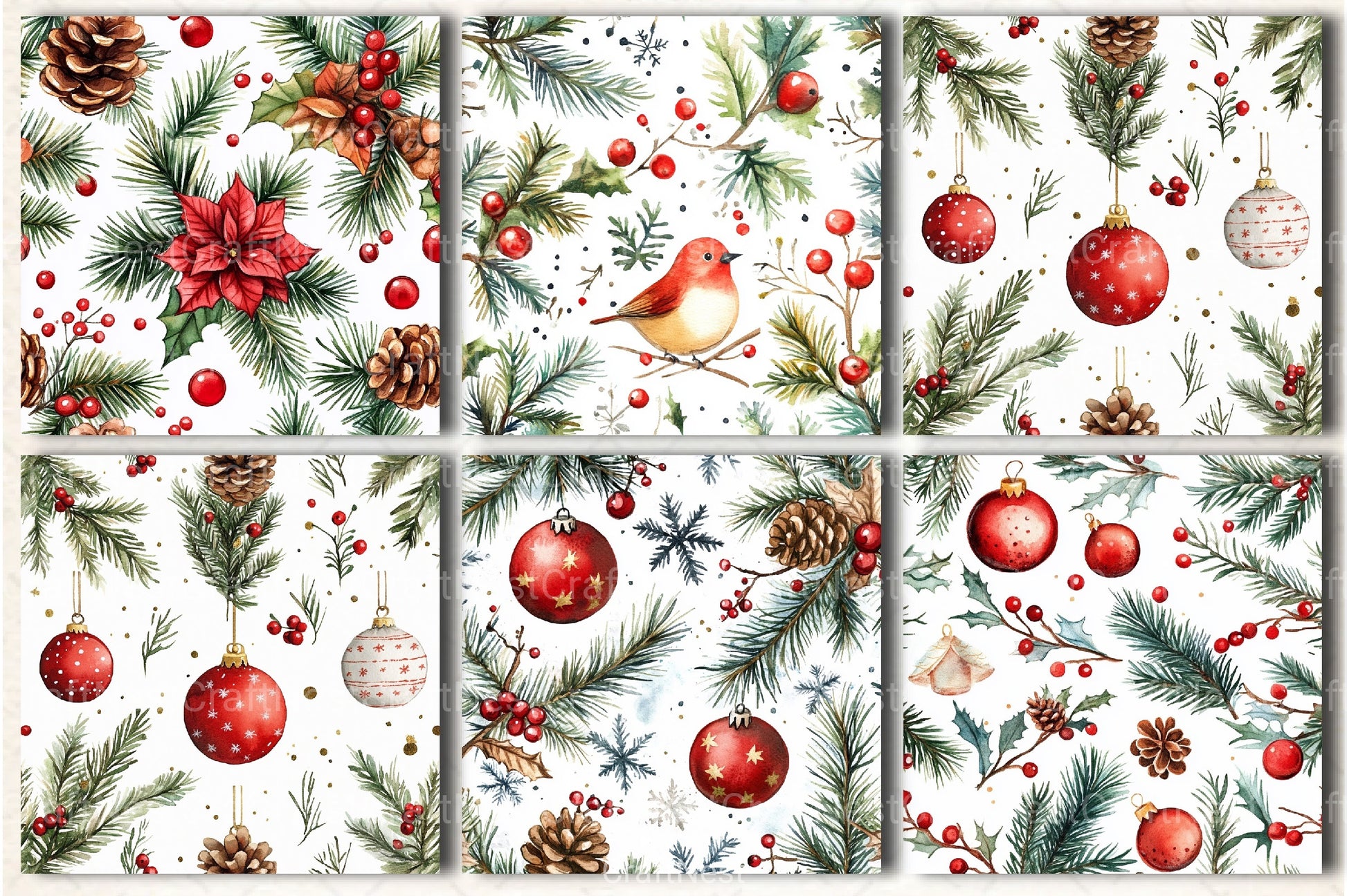Christmas Seamless Patterns Digital Paper - CraftNest - Digital Crafting and Art
