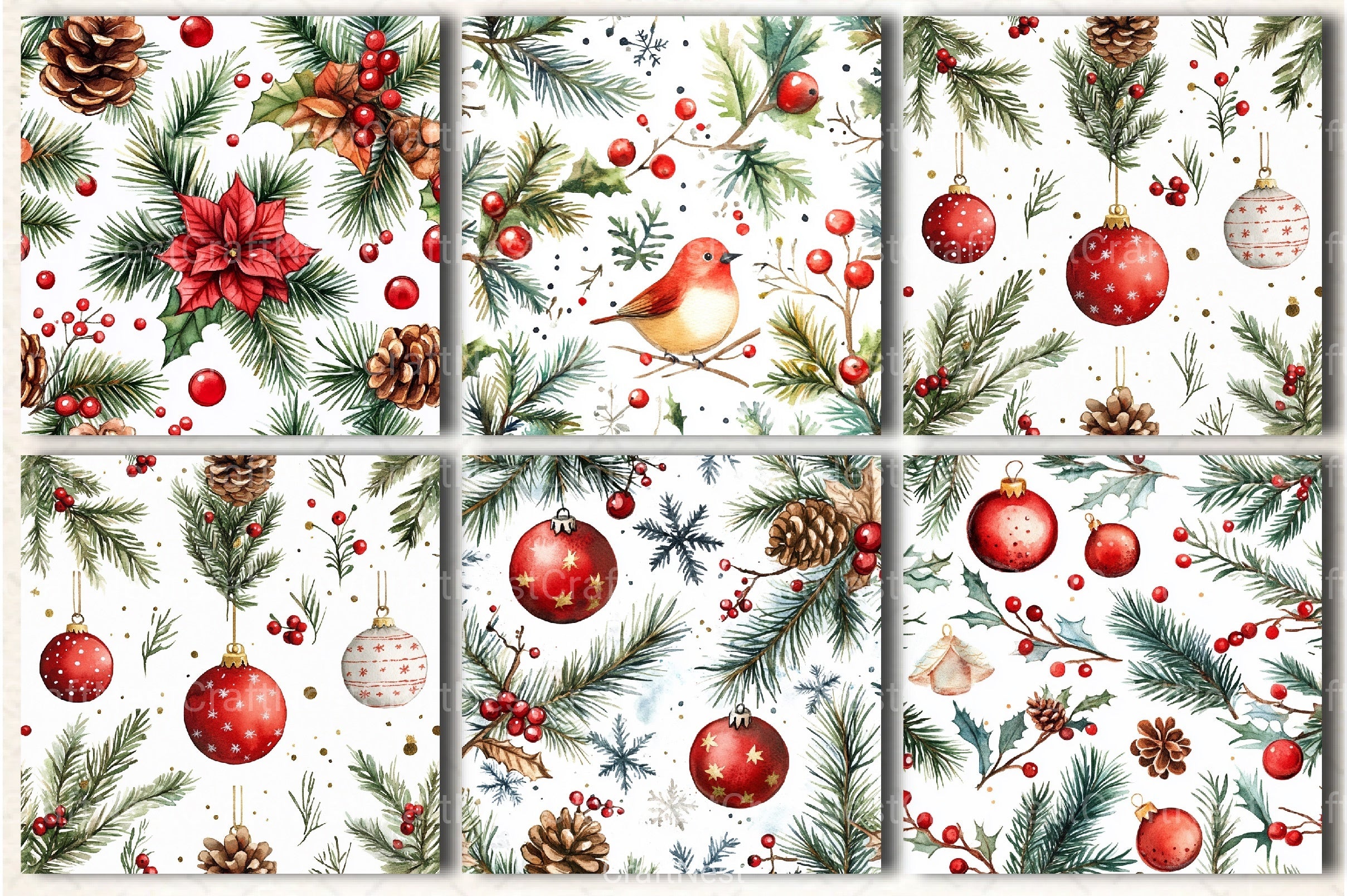 Christmas Seamless Patterns Digital Paper - CraftNest - Digital Crafting and Art